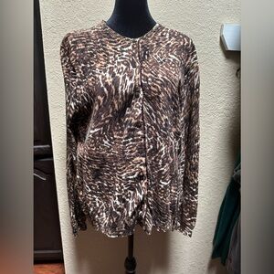 Liz Claiborne Animal Print Button-Up Cardigan